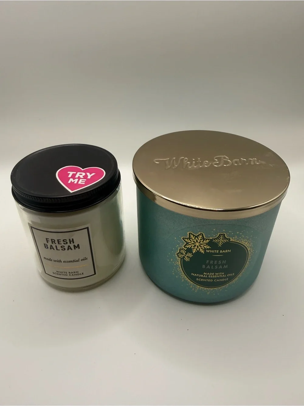 White Barn Fresh Balsam Candle Set – Green & White Jars - Picture 2 of 4